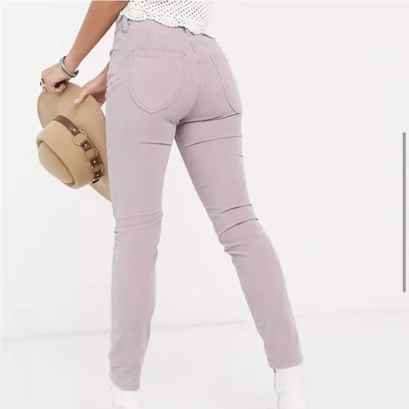 Free People Corduroy Button Fly Jeans • High Rise • Lilac Frost - Picture 7 of 11